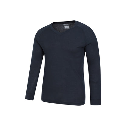 Navy - Side - Mountain Warehouse Mens Talus V Neck Thermal Top