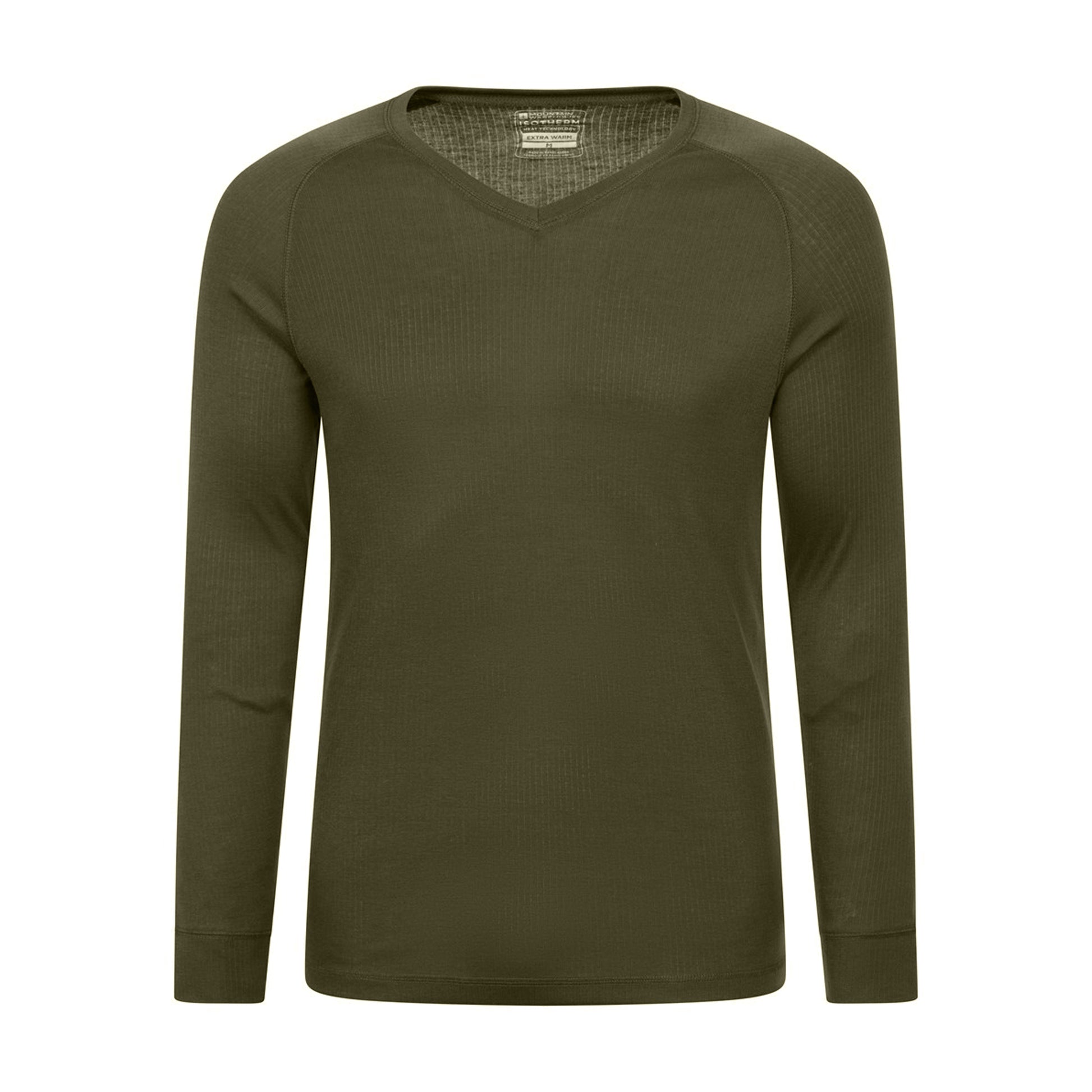 Khaki Green - Front - Mountain Warehouse Mens Talus V Neck Thermal Top