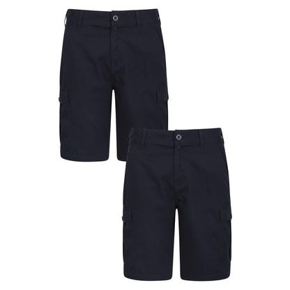 Navy - Front - Mountain Warehouse Mens Lakeside Cargo Shorts (Pack of 2)