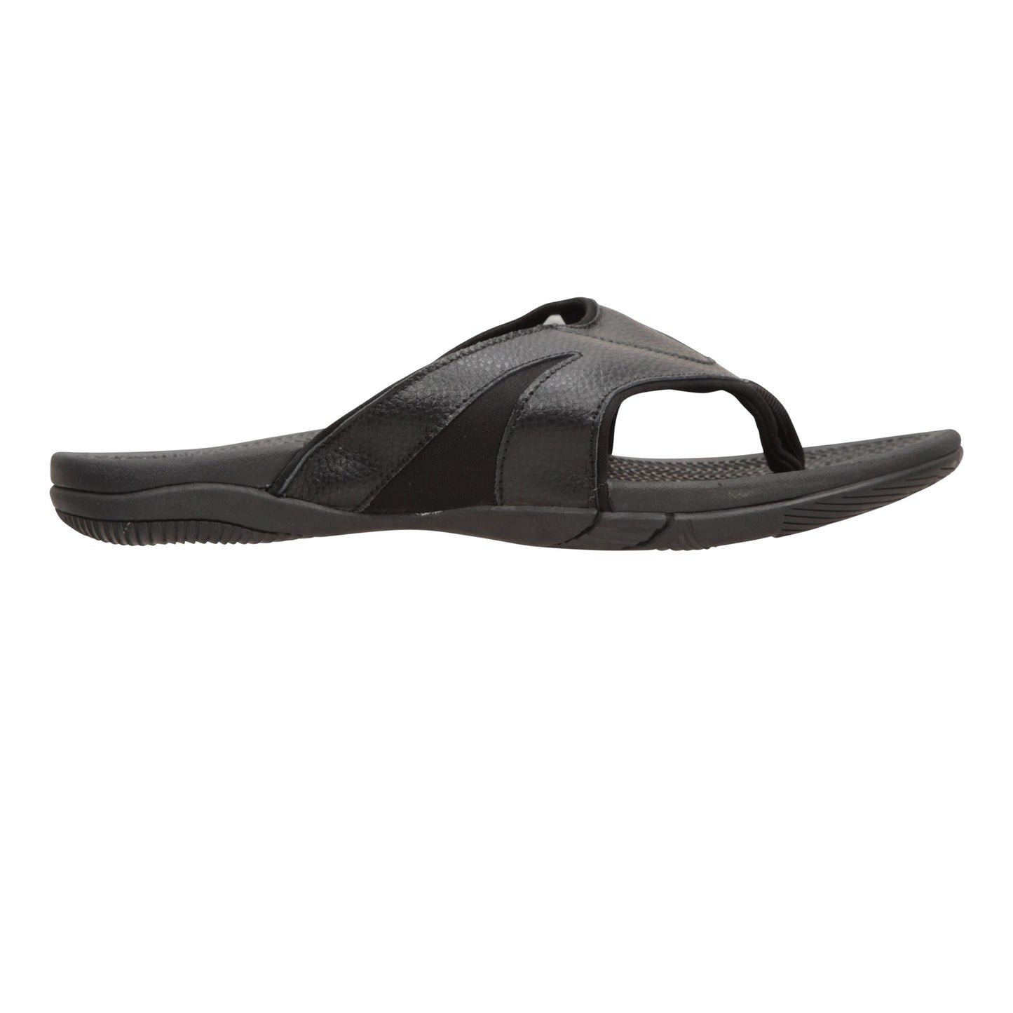 Black - Back - Mountain Warehouse Mens Leather Flip Flops