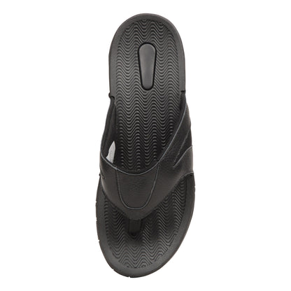 Black - Close up - Mountain Warehouse Mens Leather Flip Flops