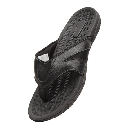 Black - Front - Mountain Warehouse Mens Leather Flip Flops