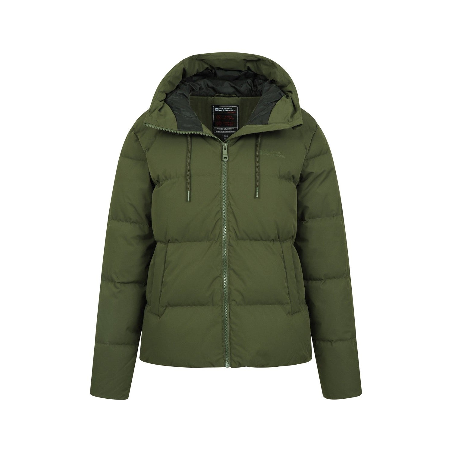 Khaki Green - Pack Shot - Mountain Warehouse Womens-Ladies Cosy Extreme Short Down Jacket