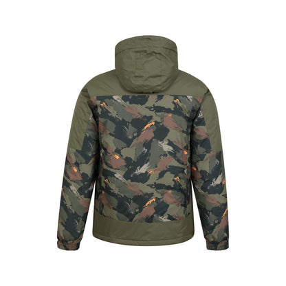 Dark Khaki - Back - Mountain Warehouse Mens Shadow II Printed Ski Jacket