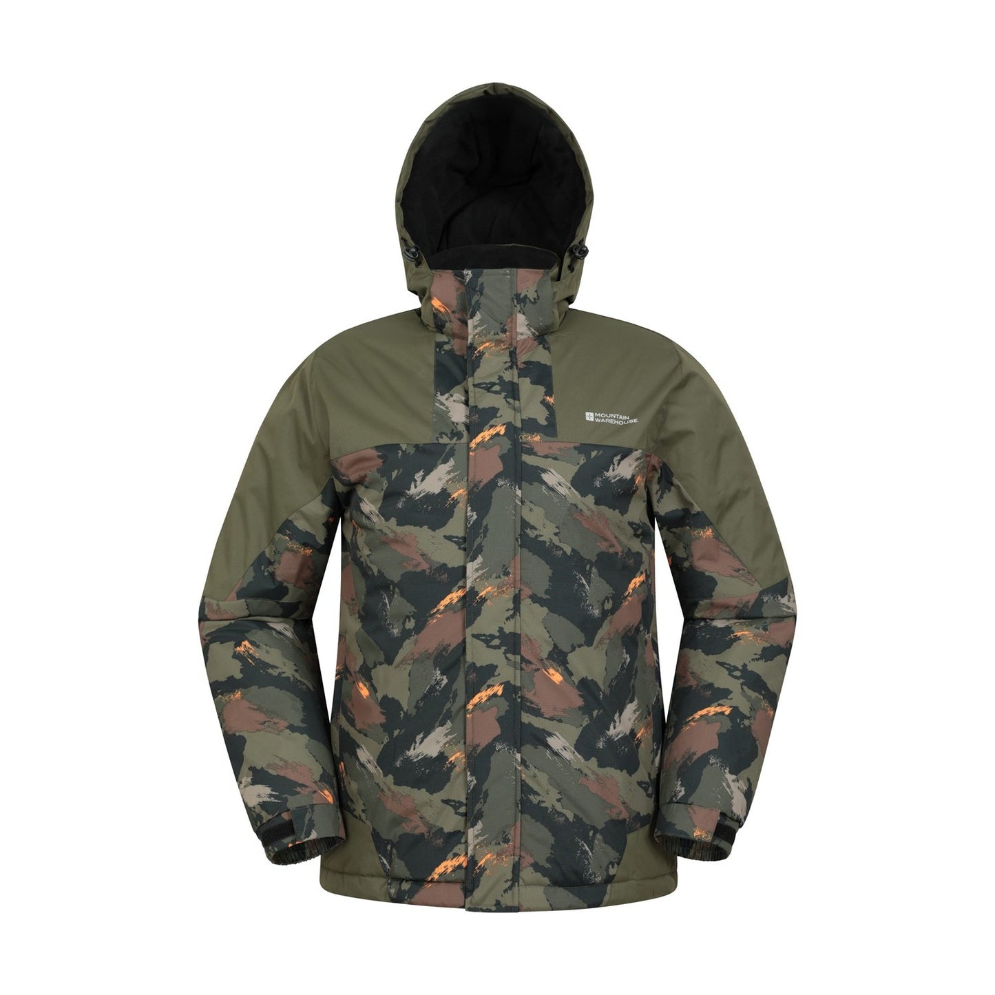 Dark Khaki - Front - Mountain Warehouse Mens Shadow II Printed Ski Jacket