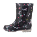 Fuchsia-Black-White - Side - Mountain Warehouse Childrens-Kids Splash Wellington Boots