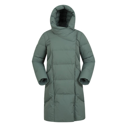 Dark Khaki - Front - Mountain Warehouse Womens-Ladies Cosy Extreme II Wrap Down Jacket