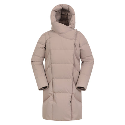 Taupe - Front - Mountain Warehouse Womens-Ladies Cosy Extreme II Wrap Down Jacket