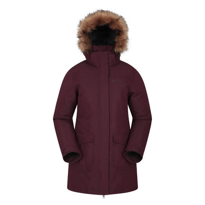 Burgundy - Front - Mountain Warehouse Womens-Ladies Tarka II Long Padded Jacket