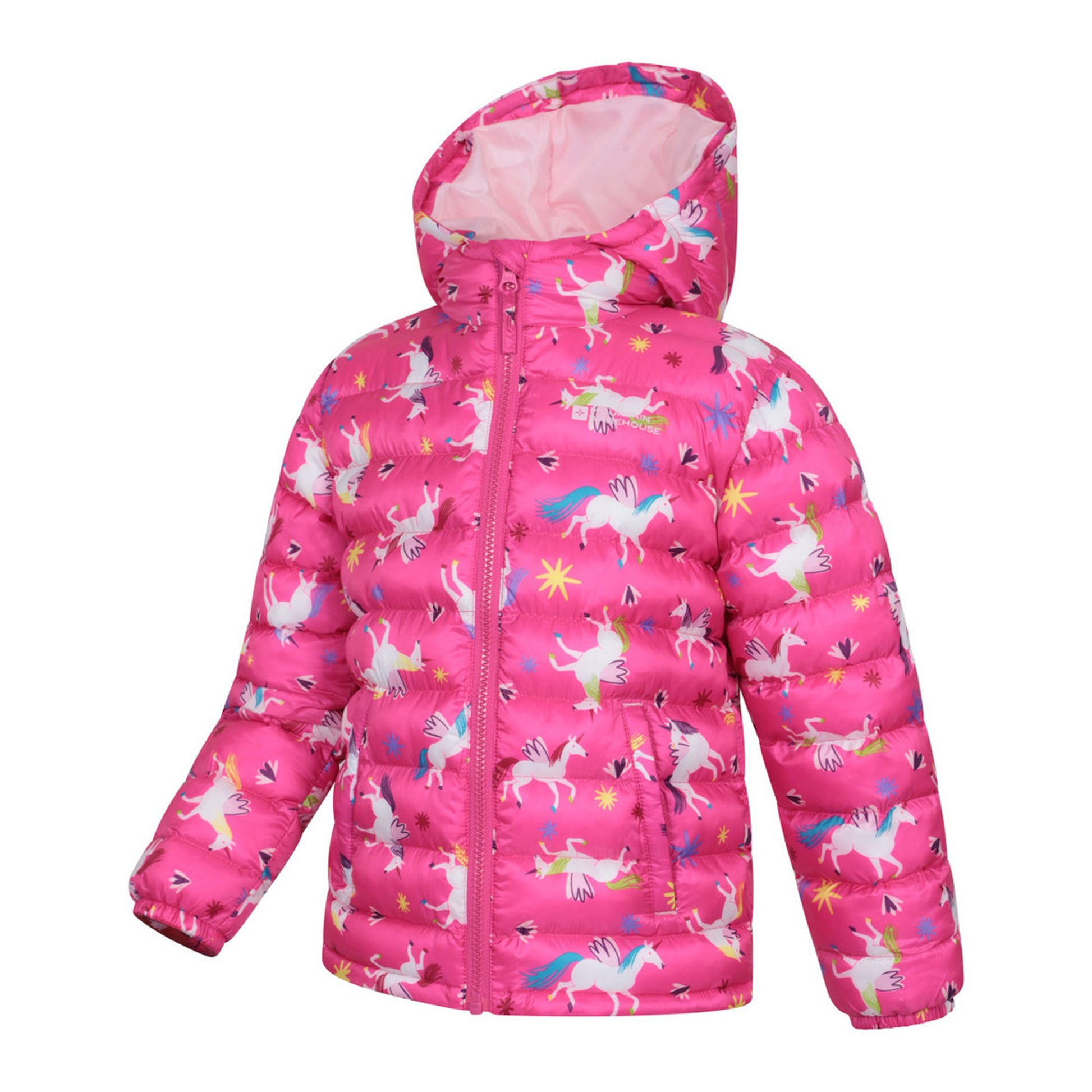 Dark Pink - Side - Mountain Warehouse Childrens-Kids Seasons Watercolour Padded Jacket