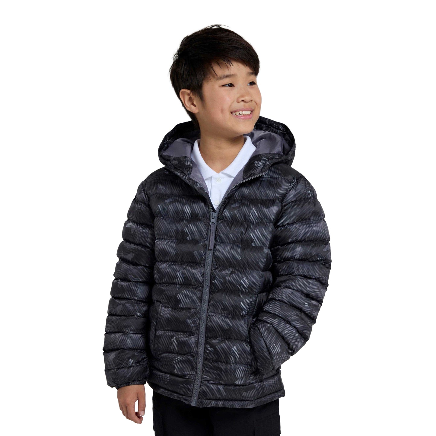 Charcoal - Pack Shot - Mountain Warehouse Childrens-Kids Seasons Watercolour Padded Jacket