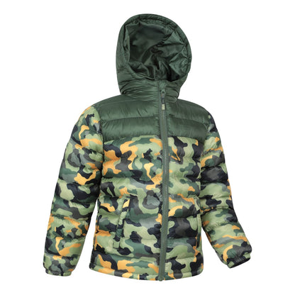 Dark Khaki - Back - Mountain Warehouse Childrens-Kids Seasons Watercolour Padded Jacket
