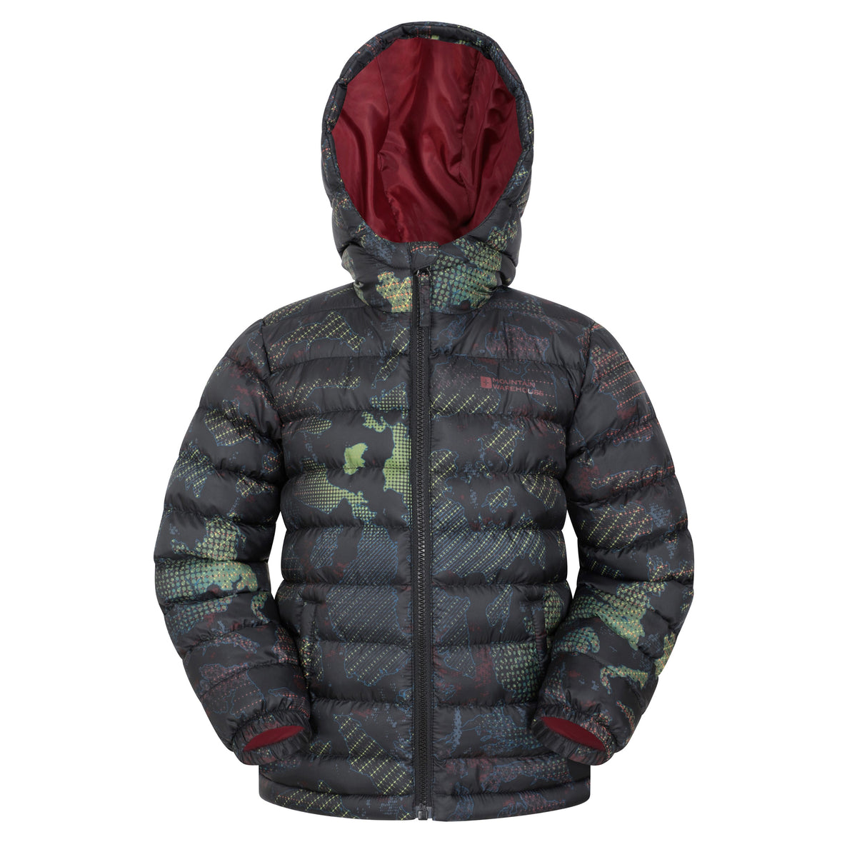 Jet Black - Front - Mountain Warehouse Childrens-Kids Seasons Watercolour Padded Jacket