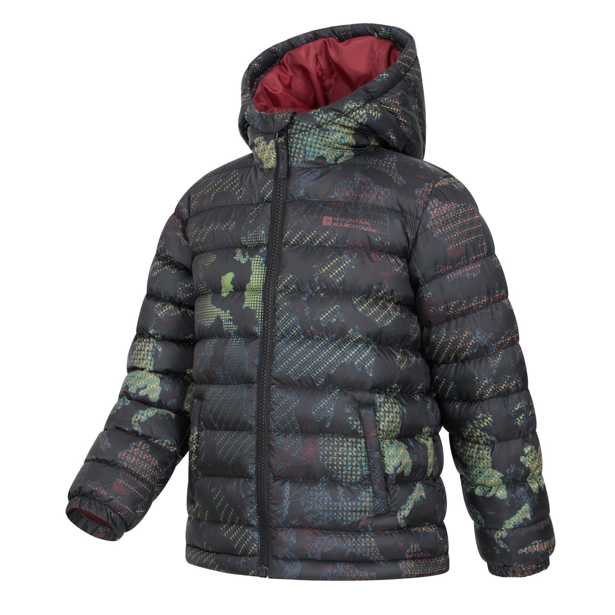 Jet Black - Side - Mountain Warehouse Childrens-Kids Seasons Watercolour Padded Jacket