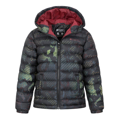 Jet Black - Pack Shot - Mountain Warehouse Childrens-Kids Seasons Watercolour Padded Jacket