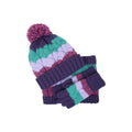 Purple - Front - Mountain Warehouse Childrens-Kids Chunky Knit Accessories Set