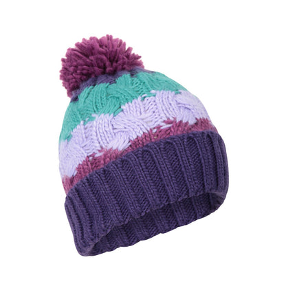 Purple - Back - Mountain Warehouse Childrens-Kids Chunky Knit Accessories Set