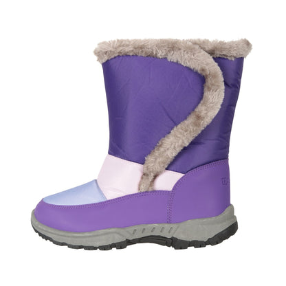 Purple - Side - Mountain Warehouse Childrens-Kids Caribou Adaptive Snow Boots