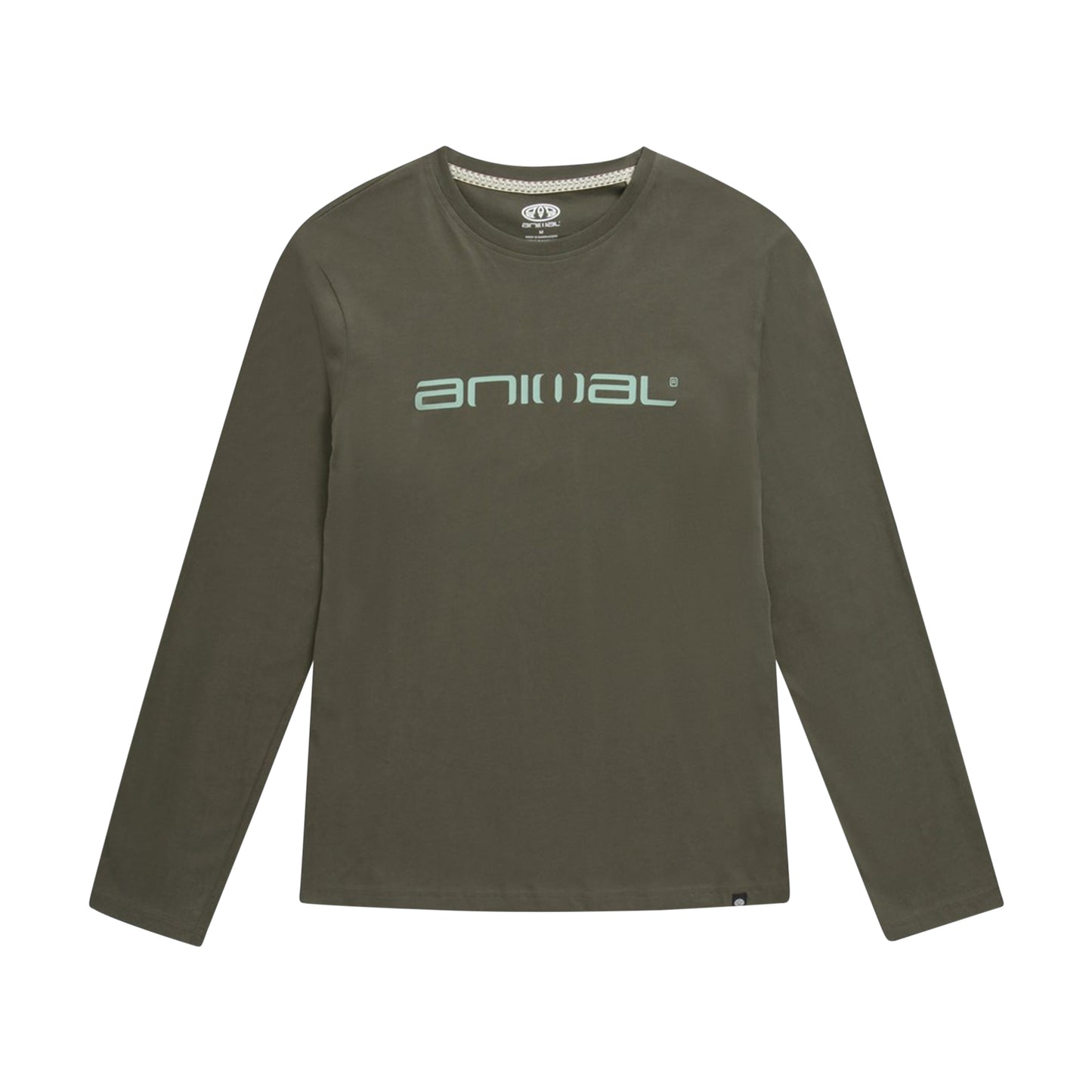 Khaki Green - Front - Animal Mens Classico Logo Organic Long-Sleeved T-Shirt