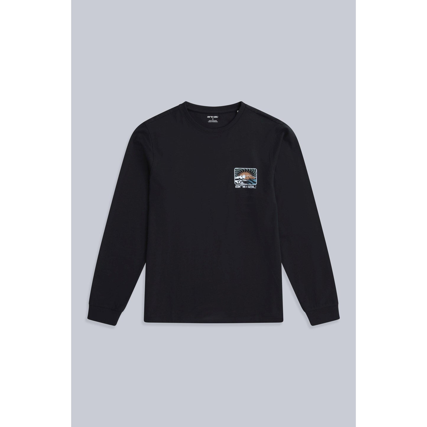 Black - Front - Animal Mens Tommy Back Print Organic Long-Sleeved T-Shirt