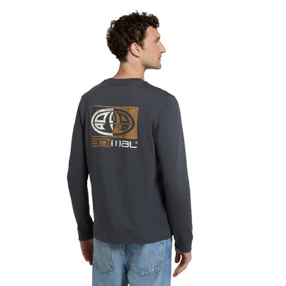 Dark Grey - Lifestyle - Animal Mens Tommy Back Print Organic Long-Sleeved T-Shirt