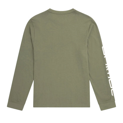 Khaki Green - Back - Animal Mens Tommy Back Print Organic Long-Sleeved T-Shirt