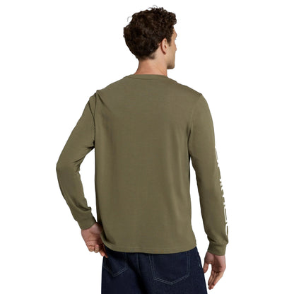 Khaki Green - Pack Shot - Animal Mens Tommy Back Print Organic Long-Sleeved T-Shirt