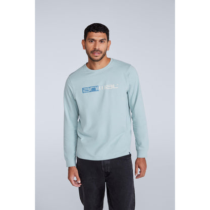 Light Blue - Front - Animal Mens Tommy Back Print Organic Long-Sleeved T-Shirt