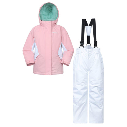 Light Pink - Front - Mountain Warehouse Childrens-Kids Ski Jacket & Trousers Set