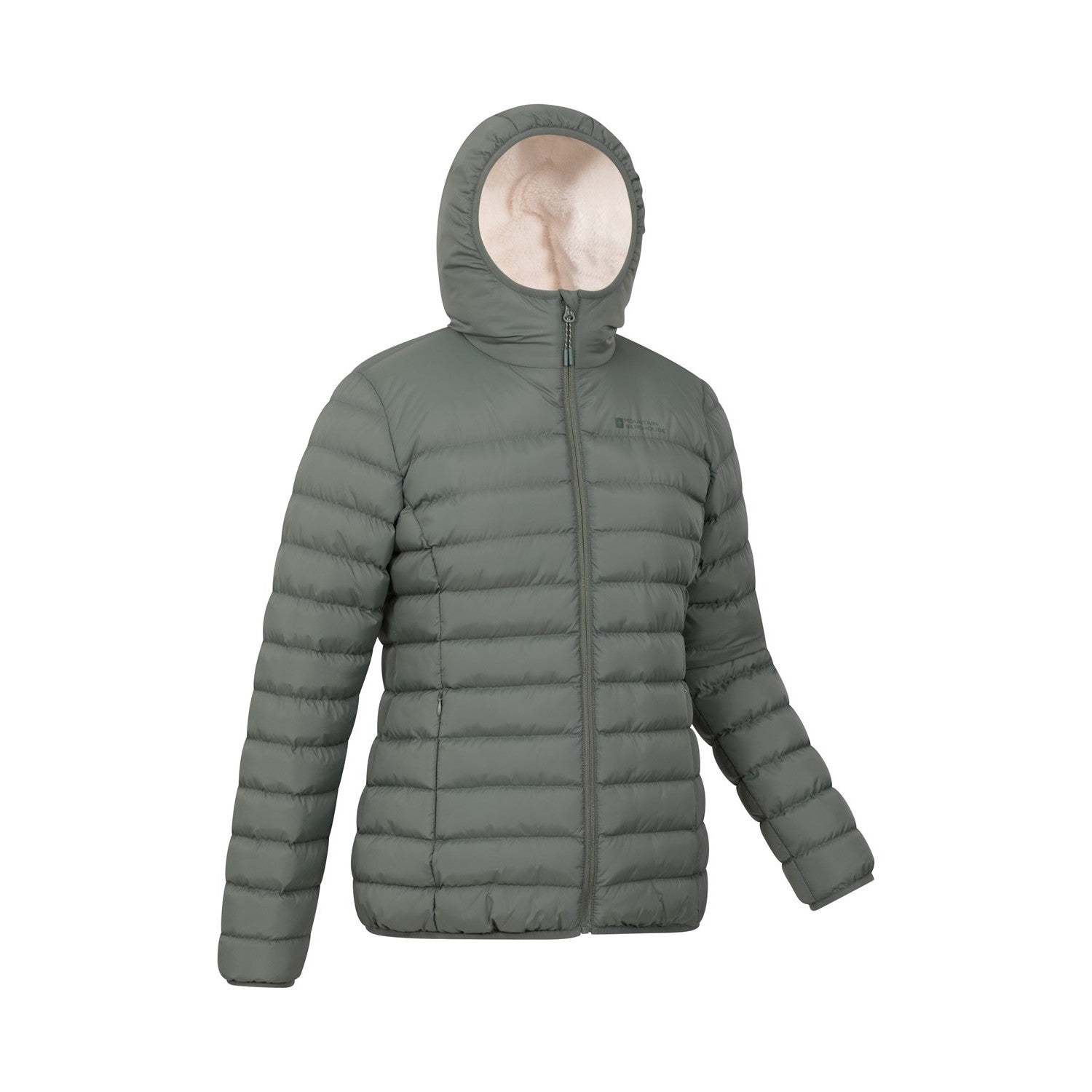 Khaki Green - Lifestyle - Mountain Warehouse Womens-Ladies Faux Fur Lined Padded Jacket