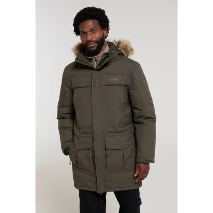 Dark Khaki - Front - Mountain Warehouse Mens Antarctic Extreme Camo Down Waterproof Jacket