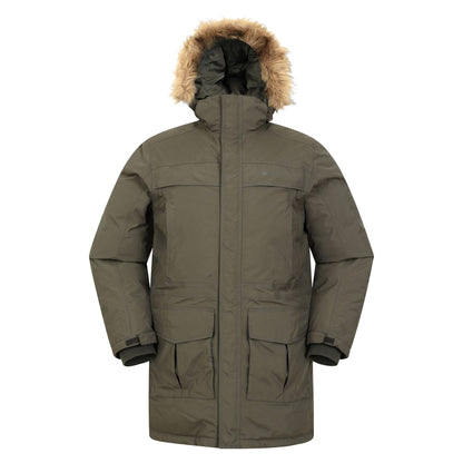 Dark Khaki - Front - Mountain Warehouse Mens Antarctic Extreme Camo Down Waterproof Jacket