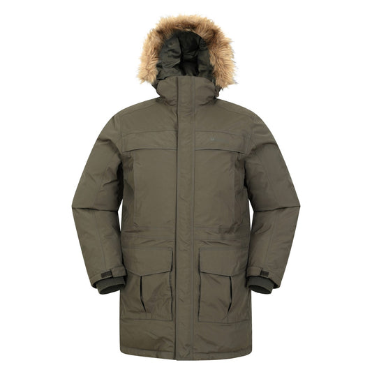 Dark Khaki - Front - Mountain Warehouse Mens Antarctic Extreme Camo Down Waterproof Jacket