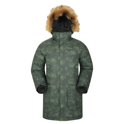 Khaki Green - Front - Mountain Warehouse Mens Antarctic Extreme Camo Down Waterproof Jacket