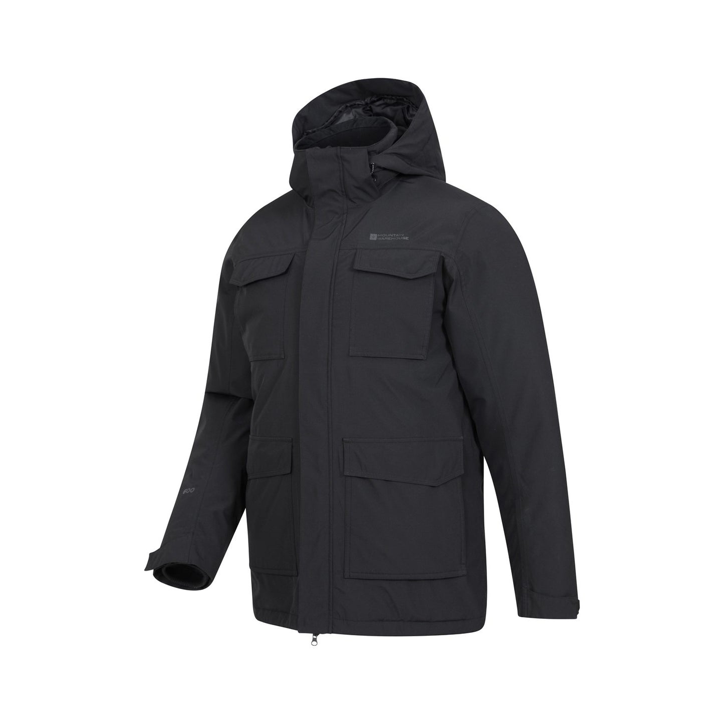 Black - Side - Mountain Warehouse Mens Concord Extreme Down Long Length Jacket
