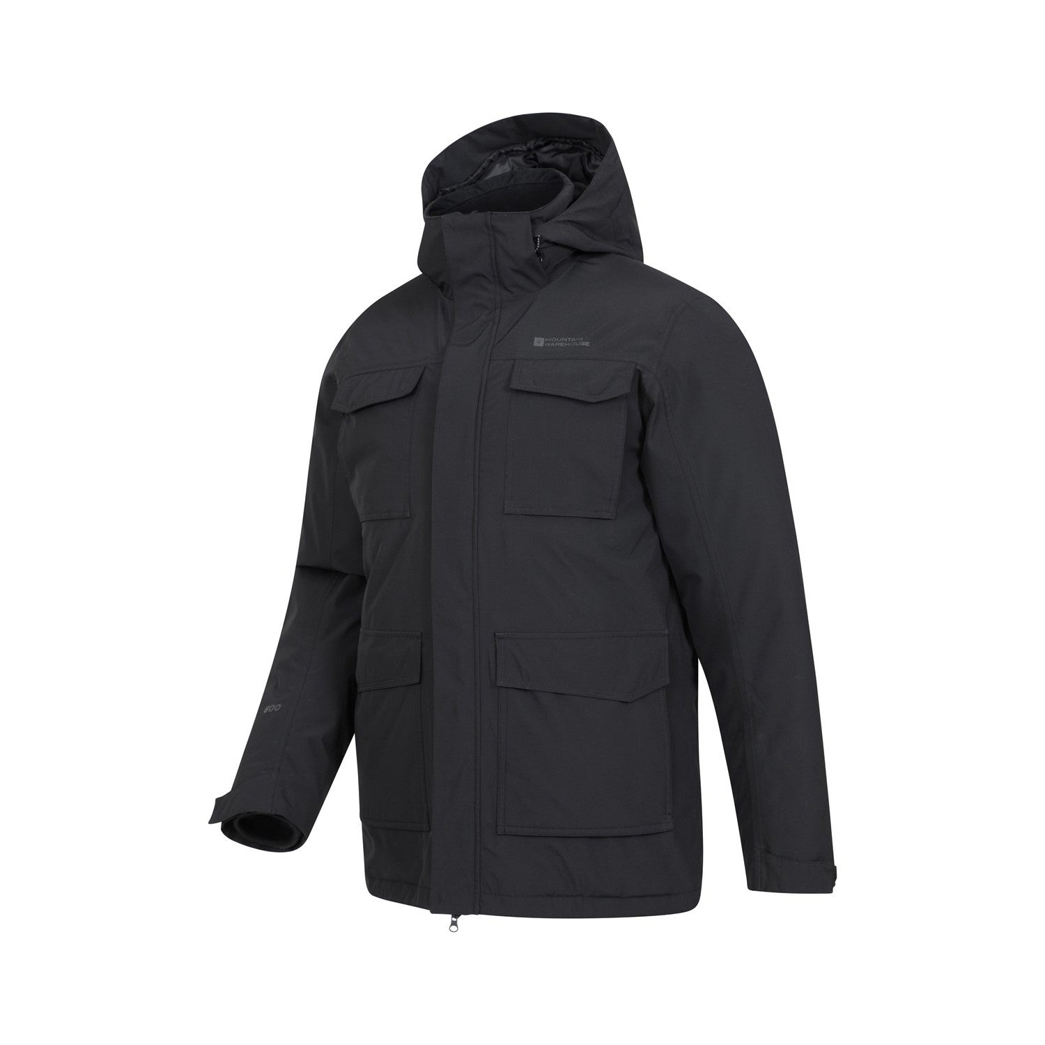 Black - Side - Mountain Warehouse Mens Concord Extreme Down Long Length Jacket