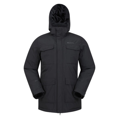 Black - Front - Mountain Warehouse Mens Concord Extreme Down Long Length Jacket