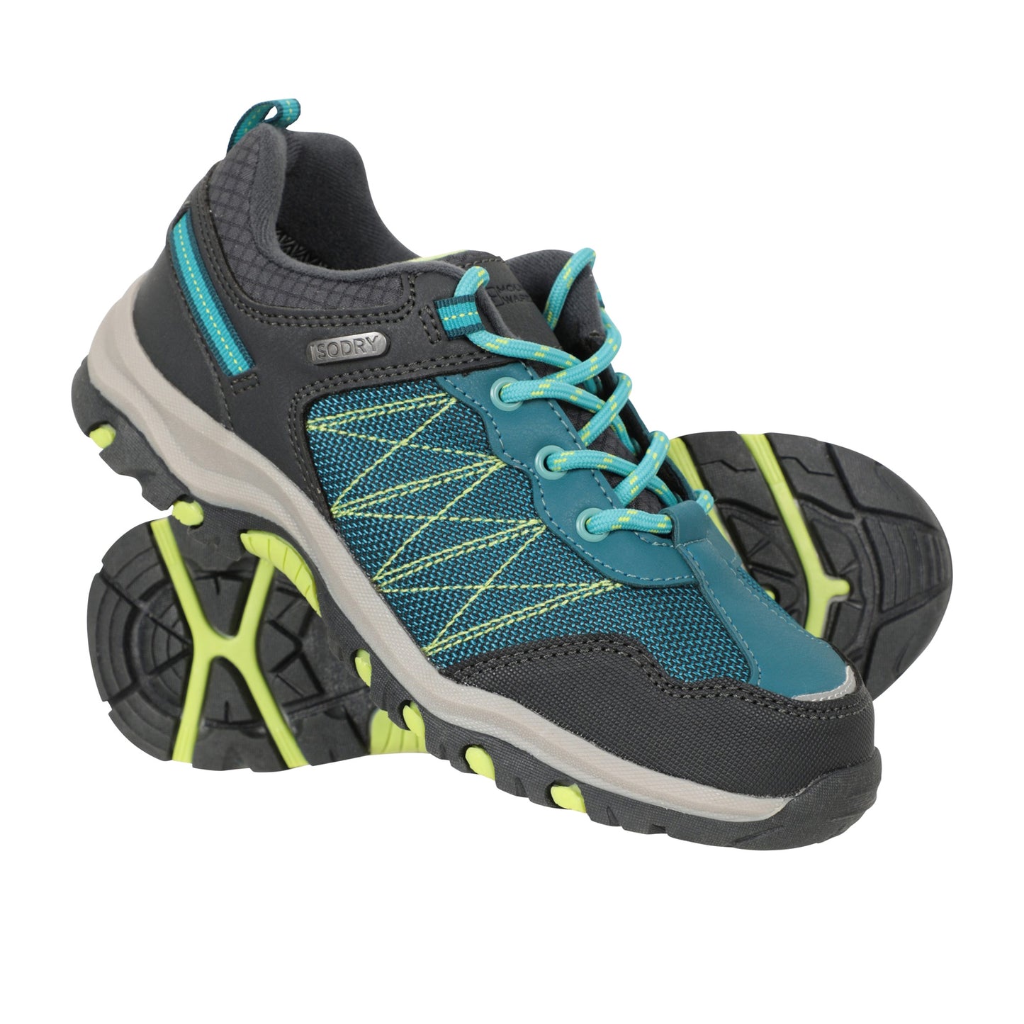 Two Tone Green - Front - Mountain Warehouse Childrens-Kids Stampede Waterproof Suede Walking Shoes