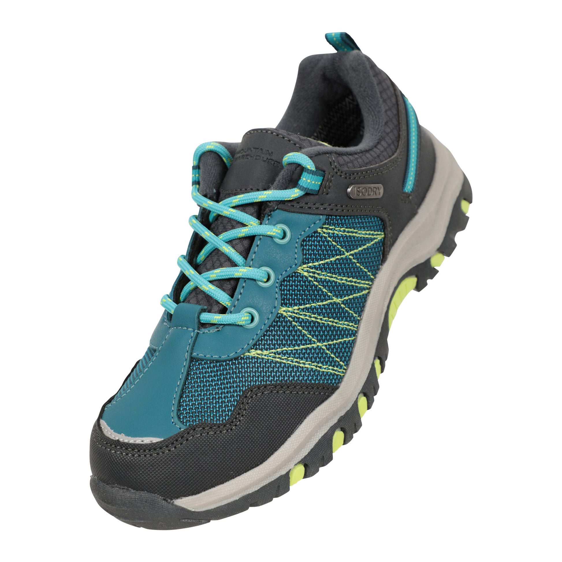 Two Tone Green - Close up - Mountain Warehouse Childrens-Kids Stampede Waterproof Suede Walking Shoes