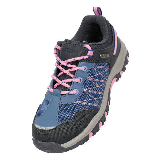 Lilac - Front - Mountain Warehouse Childrens-Kids Stampede Waterproof Suede Walking Shoes