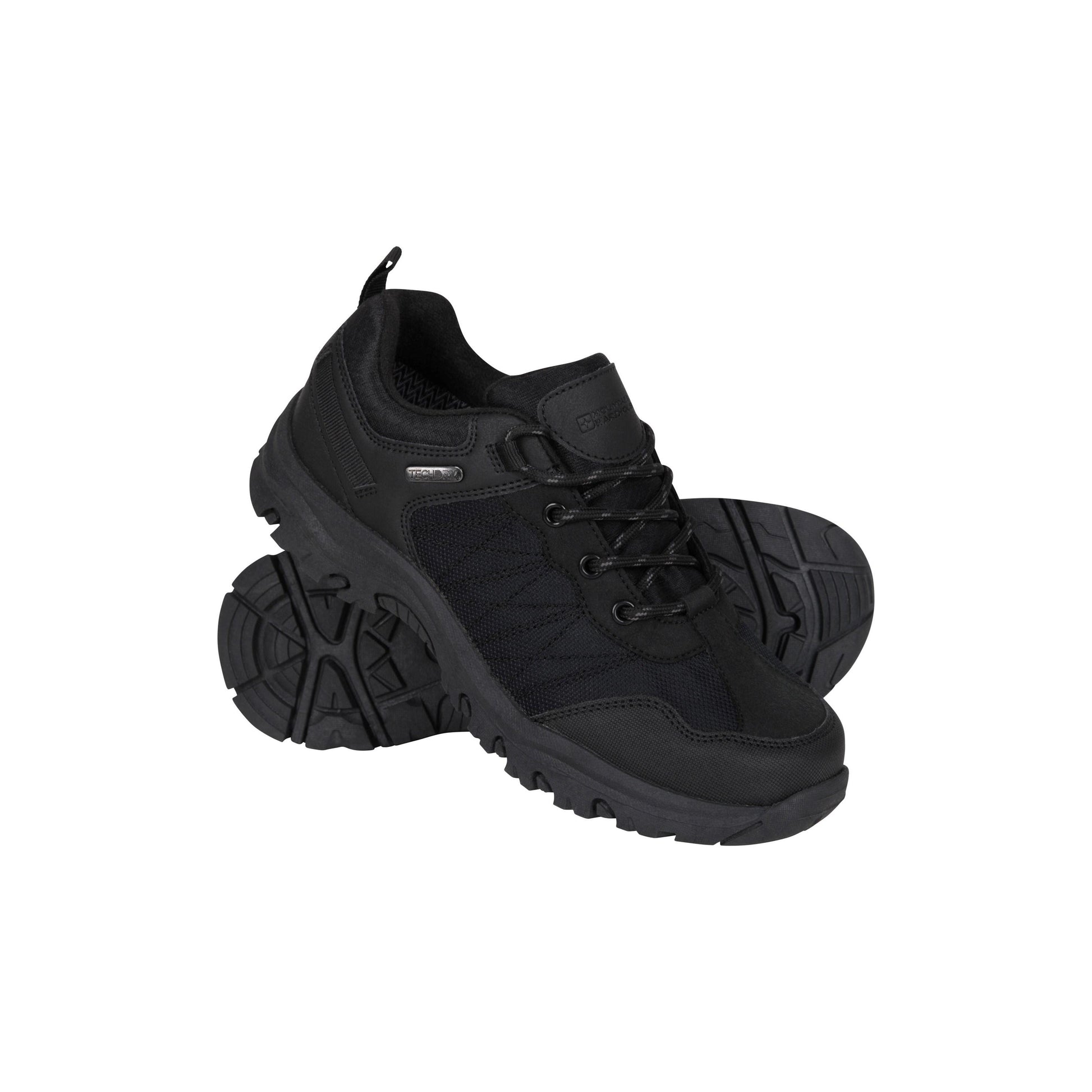 Black - Close up - Mountain Warehouse Childrens-Kids Stampede Waterproof Suede Walking Shoes