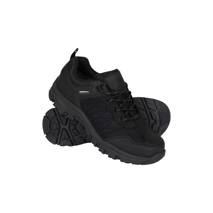 Black - Close up - Mountain Warehouse Childrens-Kids Stampede Waterproof Suede Walking Shoes