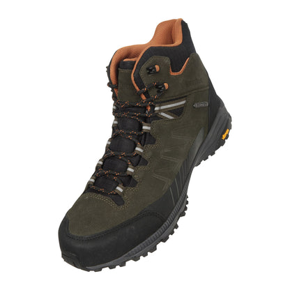 Khaki Green - Front - Mountain Warehouse Mens Extreme Rockies Leather Walking Boots