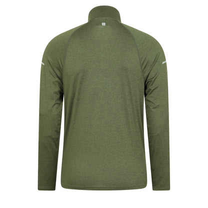Green - Back - Mountain Warehouse Mens Echo Melange Recycled Half Zip Midlayer