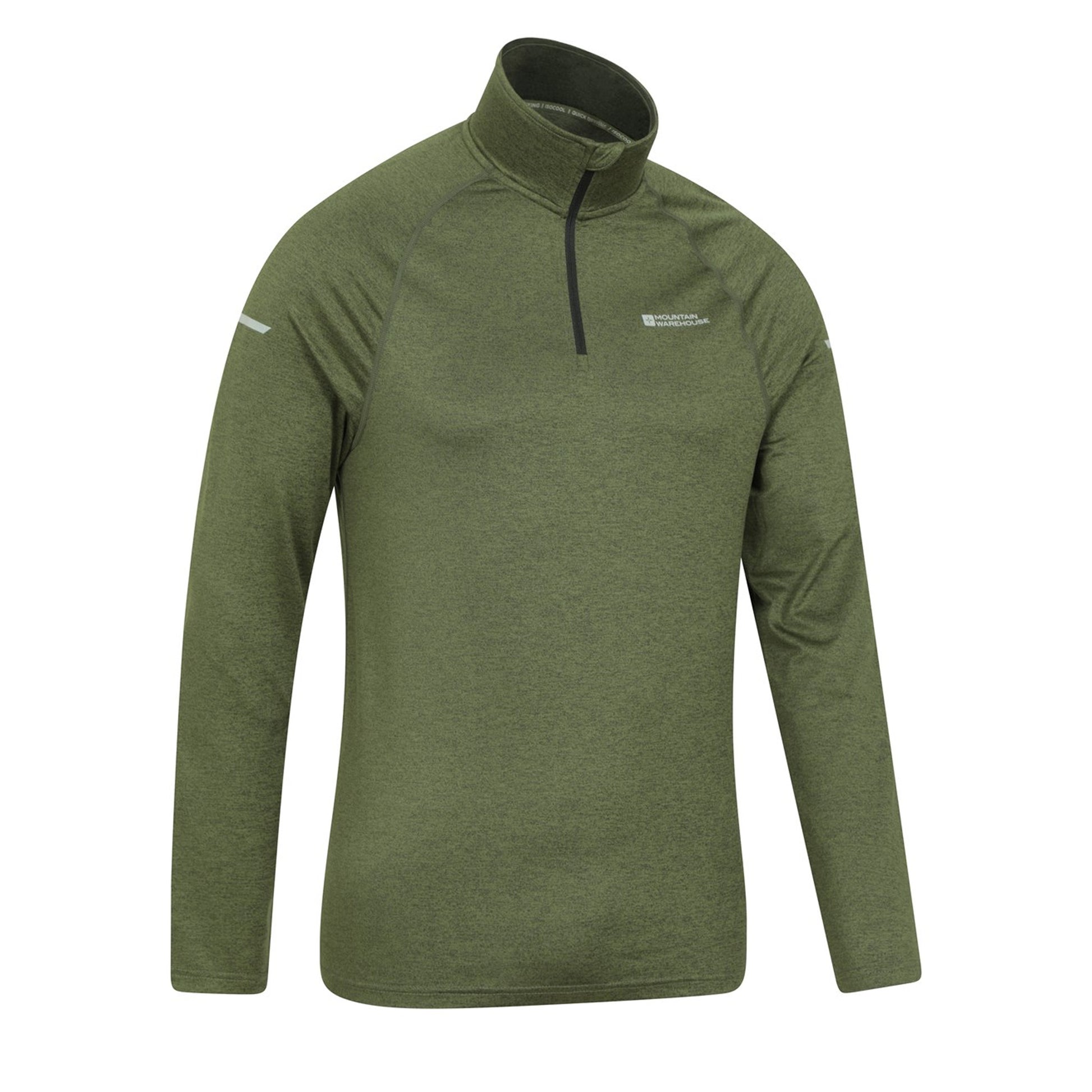 Green - Side - Mountain Warehouse Mens Echo Melange Recycled Half Zip Midlayer