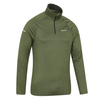 Green - Side - Mountain Warehouse Mens Echo Melange Recycled Half Zip Midlayer