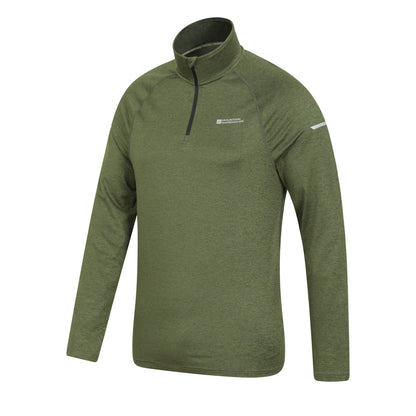 Green - Lifestyle - Mountain Warehouse Mens Echo Melange Recycled Half Zip Midlayer