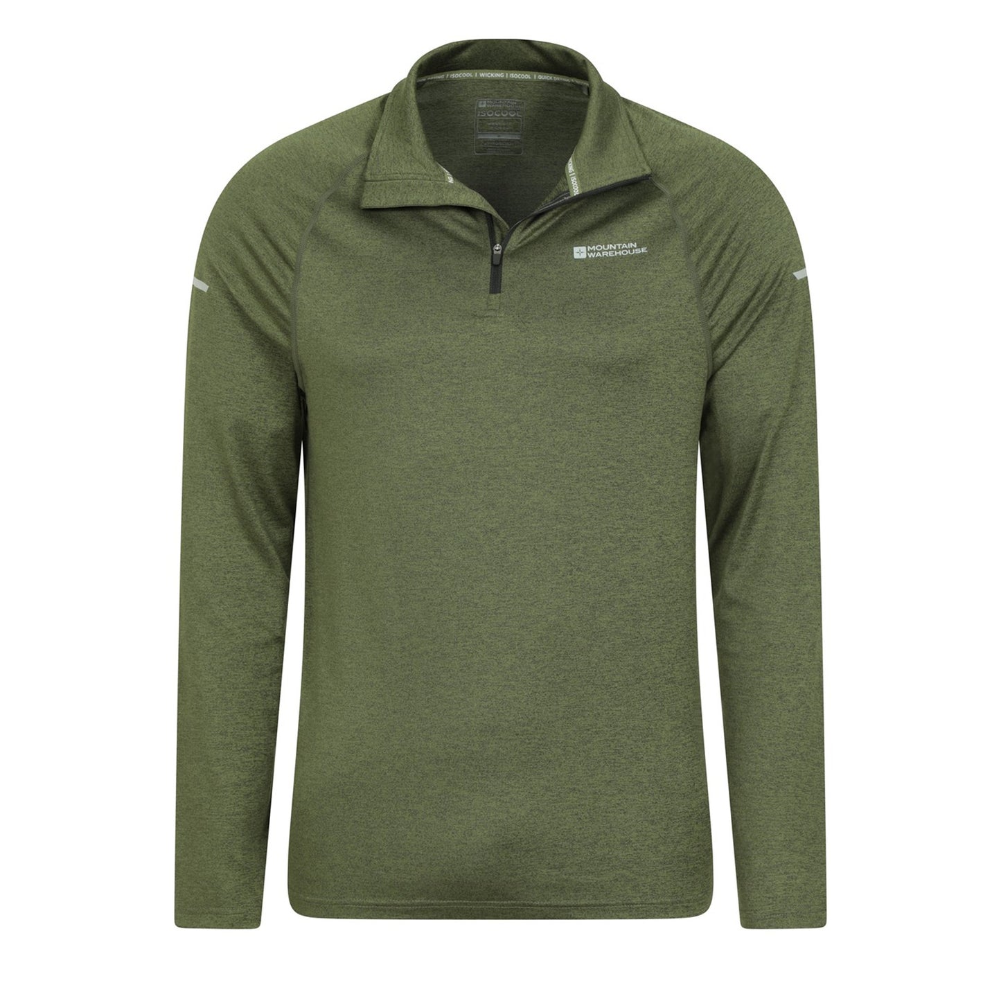 Green - Pack Shot - Mountain Warehouse Mens Echo Melange Recycled Half Zip Midlayer