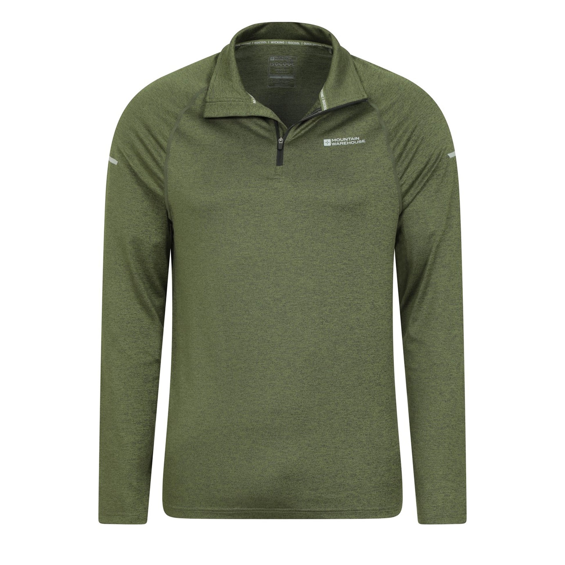 Green - Pack Shot - Mountain Warehouse Mens Echo Melange Recycled Half Zip Midlayer
