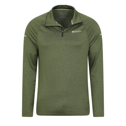Green - Pack Shot - Mountain Warehouse Mens Echo Melange Recycled Half Zip Midlayer